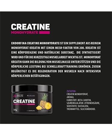 Endorfina.shop Creatine Monohydrate - Premium Training Supplement for Muscle Building Protein Synthesis & Fat Burning - Pineapple Flavor - Buy Online on GoSupps.com