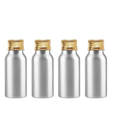 Zeoabsy 4 pieces 50 ml of empty round silver aluminum bottle with aluminum screw lid gold 50ml screw bottles made of aluminum for filling for cosmetics essences oil bathroom hotel travel 50ml gold