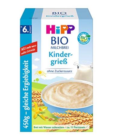 Hipp Organic Milk Porridge Semolina for Children - 6 Pack (6 x 450g) | Healthy Baby Breakfast International Shipping Available - Buy Online on GoSupps.com