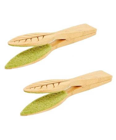 Fattoz 2PCS Leaf Cleaning Tongs Set Kit Plant Leaf Cleaning Tongs Plant Leaf Lint Cleaner with Wood Handle Leaf Cleaning Tool Set Kit