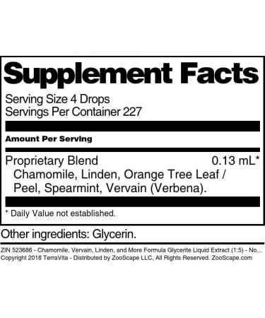 Chamomile Vervain Linden and More Formula Glycerite Liquid Extract (1:5) - No Flavor (1 oz ZIN: 523686) - Buy Online on GoSupps.com
