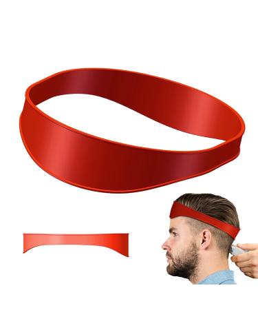 KQNM curved silicone haircut band haircut curved tape silicone haircut volume hair cutting aid hair cutting edge stencil for diy home hair cutting instructions (red)