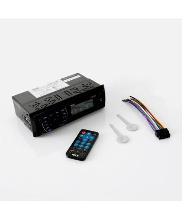 Pyle Bluetooth Marine Receiver Stereo - 12V Single DIN Boat Radio System with Digital LCD & Remote Control - PLRMR27BTB (Black) - Buy Online on GoSupps.com