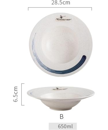 FURLOU Bowl Ceramic Plate Restaurant Kitchen Creative Plate Set Noodle Bowl Soup Bowl Saucer Bowls (Color : B) - Buy Online on GoSupps.com