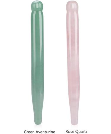 Massage Stones & Tools: Rose Quartz & Green Aventurine Crystal Massage Sticks for Relaxation & Acupuncture - Buy Online on GoSupps.com