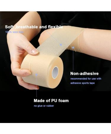Qigui 4 Rollen Athletic Tape - Foam Underwrap Bandage (2.75x89ft) for Ankle Wrist Hands Elbows & Knees - Skin Injury Protection No Adhesive Residue Ideal for Sports - Buy Online on GoSupps.com
