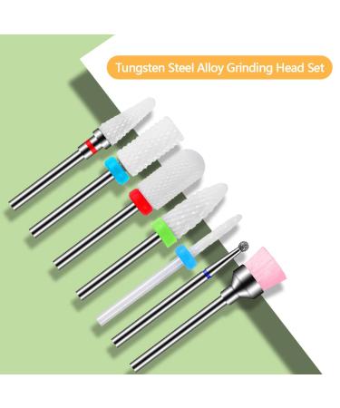 7-Piece Ceramic Nail Drill Bits Set - Perfect for Manicure & Pedicure | Water Outdated Gel & Acrylic Skin Milling Tools for Home Use - Buy Online on GoSupps.com
