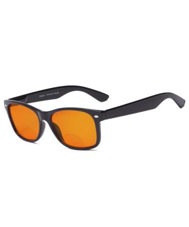 Eyekepper Blue Blocking Amber Bifocal Glasses for Sleep-Nighttime Bifocal Readers-Special Orange Tinted Glasses for Women Men (Black +2.25) 2.50 Bifocal Black