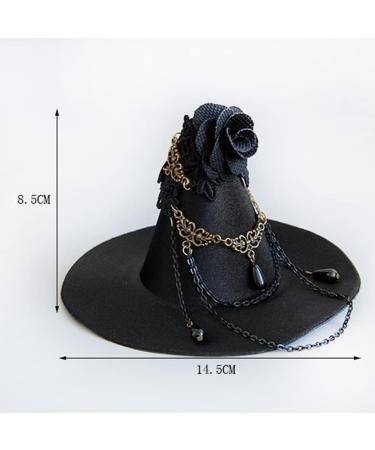 LALAFINA Black Witch Hat Gothic Top Hat Hairpin Halloween Vintage Hat Hair Clip for Cosplay Festival Masquerade - Buy Online on GoSupps.com