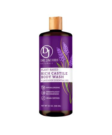 Dr Jacobs Naturals All-Natural Castile Lavender Body Wash with Plant-Based Ingredients - Gentle and Effective - Sulfate-Free  Paraben-Free  and Cruelty-Free Formula for Nourished Skin (32 oz  1 Pack) Lavender 32 Fl Oz (P...
