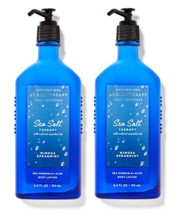 Bath & Body Works Aromatherapy SEA SALT Mimosa + Spearmint - Body Lotion - Pack of 2 - Full Size