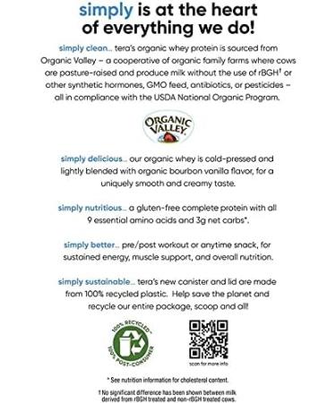 Buy Simply Tera's Organic Whey Protein Powder Family Size Bourbon Vanilla Flavor | International Shipping Available - Buy Online on GoSupps.com