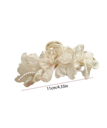 Cloth Flower Bow Hair Claw Jaw Clip for Women - Beige Hair Accessories - Buy Online on GoSupps.com