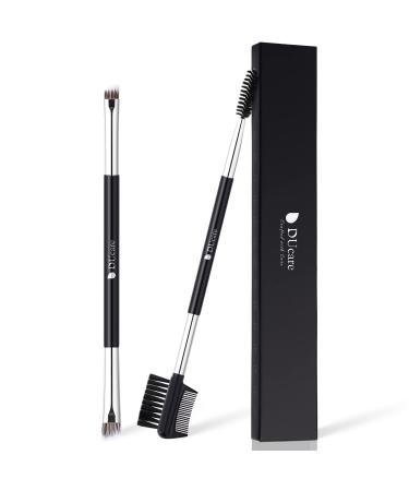 Ducare 2 pieces duo eyebrow brush of professional eyebrow brushes of angled eyebrow brush and spooler brush eyelash brush synthetic bristle brush and comb eyebrows black3