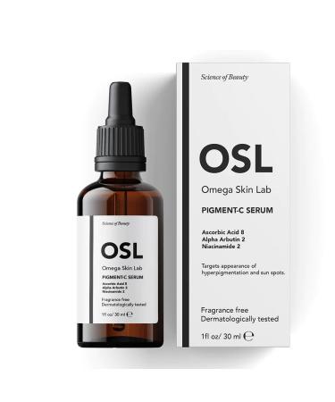 OSL Omega Skin Lab OSL Pigment-C Serum 30ML: Friendly Face Serum with Brightening Serum for Blemish Lightening Enriched with 8% Ascorbic Asid 2% Alpha Arbutine and 2% Niacinamide