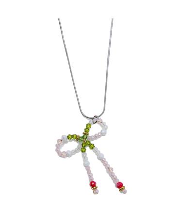 Oralgos fashionable necklace with loop trailer handmade colorful pearls grinding necklace collarbone chain for women elegant choker crystal