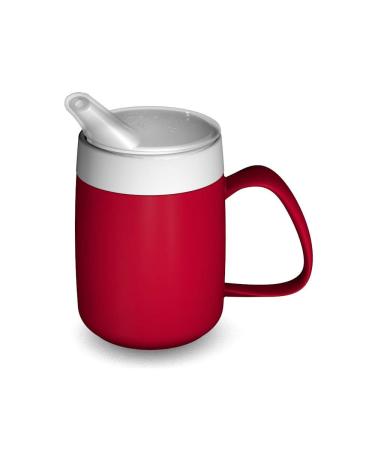 Ornamin Mug with Internal Cone 140 ml Red with Spouted Lid with small opening (model 207 + 806) | drinking aid thermo mug feeding cup