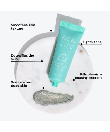 Koa Life Exfoliating Face Scrub - Vegan Eucalyptus & Coconut Shell Scrub for Sensitive Skin - 15ml - Buy Online on GoSupps.com