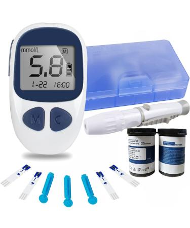 ixaer Electronic Blood Glucose Monitor Diabetes Testing Kit Digital Handheld Electronic Blood Glucometer Test Meter Monitor Kit With 50 FREE Test Strips 50 Lancets