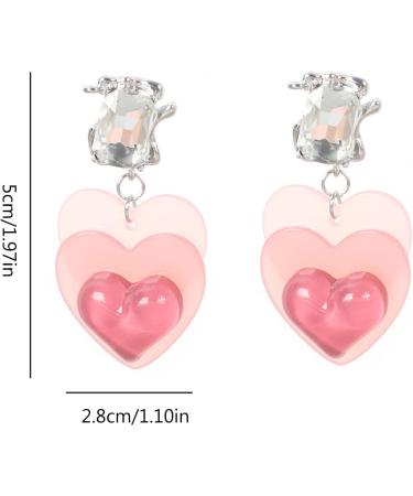 Feylie Sweet Pink Heart Earrings | Fashionable Acrylic Statement Jewelry | Perfect Gift for Women & Girls - Buy Online on GoSupps.com