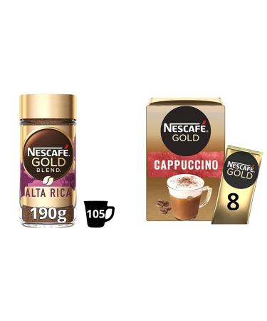Nescaf Gold Blend Origins Alta Rica Instant Coffee 190g & Gold Cappuccino Instant Coffee 8 x 15.5g 8 Count (Pack of 1)