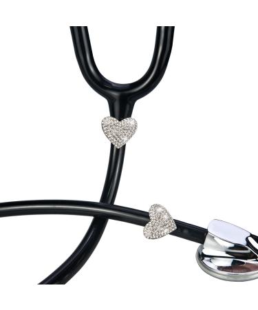 HEYGOO 2 Pack Spark Bling Love Heart Stethoscope Charms - Custom RN Nurse Stethoscope ID Name Tag Charm - Fits Littman and More (Silvery) - Buy Online on GoSupps.com
