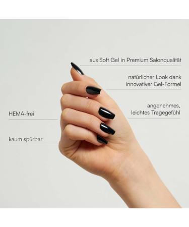 Doonails Soft Gel Press On Nails 30 Set Dark Dream Coffin Shape Salon Quality Full Cover Black Fake Nails Comfortable Fit & Medium Length - Buy Online on GoSupps.com