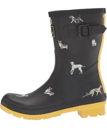 Joules Women's Molly Welly Rain Boot in Black Dog Print - Size 8 - Buy Online on GoSupps.com