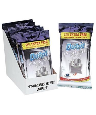 3 X Duzzit 40 stainless steel wipes 33% extra free