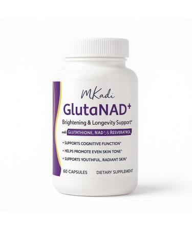 MKADI GlutaNAD+ Brightening & Longevity Support L-Glutathione & NAD+ Antioxidant Complex Skin Glow Cellular Energy & Healthy Aging 60 Vegan Capsules NAD+