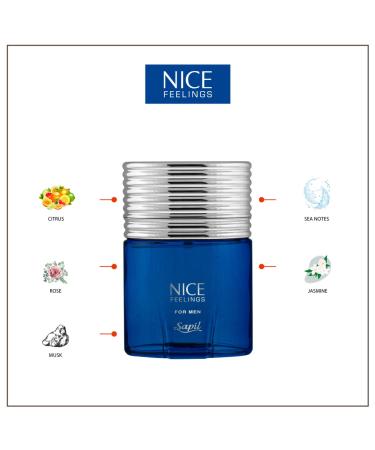 Sapil Nice Feelings Blue Perfume for Men - Long-lasting Dubai Perfume Aromatic Aquatic EDT Spray 2.5 Oz (75 ml) - Arabic Cologne for Daily Use - Buy Online on GoSupps.com