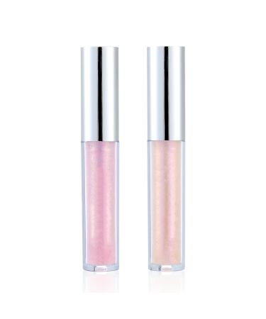 SAVOSWEET Set of 2 glitter lip glosses for girls - Diamond Shimmer Metallic Liquid Lipstick - Moisturizing glitter - With a fresh texture - For women and girls