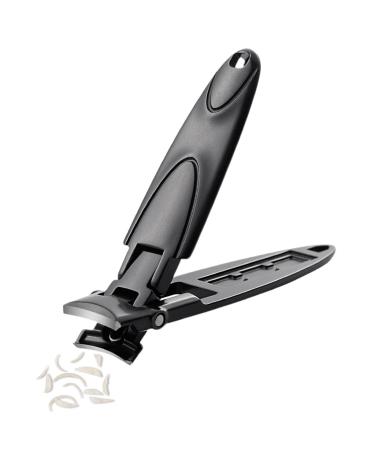 Anti Splash Nail Clippers Stainless Steel Toenail Clippers Long Lever Nail Clippers Heavy Duty Portable Fingernail Cutters Nail Care Tools for Thick Men Women Nails and Toes Black