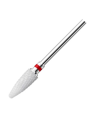 Fantexy 3/32" Ceramic Nail Drill Bit - Remove Acrylic Hard Gels Quickly and Safely White Ceramic Cone File Bit for Nail Art Manicure Pedicure Gel Cuticle Clean(Fine - F)