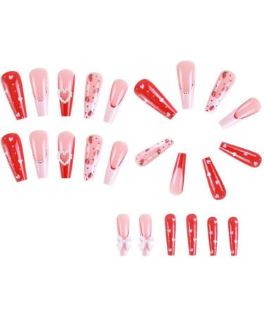 24Pcs Press on Nails Long French Tips Fake Nails Acrylic False Nails Summer Reusable Square Artificial Nails for Women Girls - Buy Online on GoSupps.com