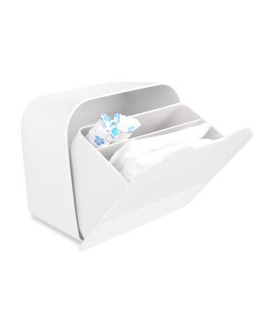 Sanitary Napkin Storage Container Plastic Portable Sanitary Napkin Organizer Box for Bathroom 6x6x3.5 inches First Period Bag for Girls Women Ladies(White)