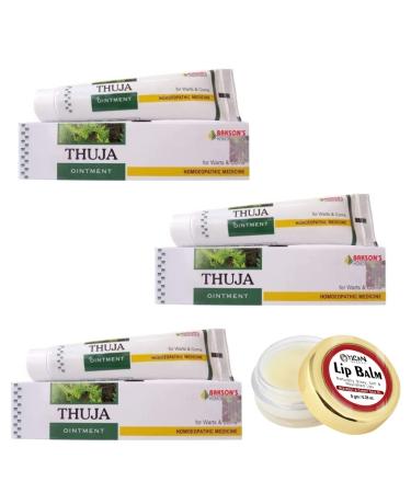 Pack Of 3 X Thuja Skin Ointment (25gm) With Pack Of 1 YiCan Lips Balm