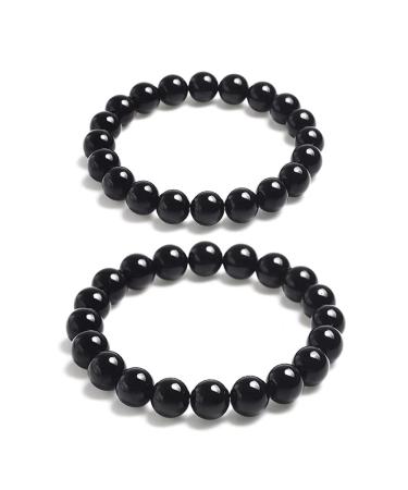 Gracefulhat Feng Shui Gemstones Jewelry for Men | Spritual Root Chakra Crystal Gift | Bring Luck & Wealth | Relief Stress & Anxiety Obsidian Bracelet Set