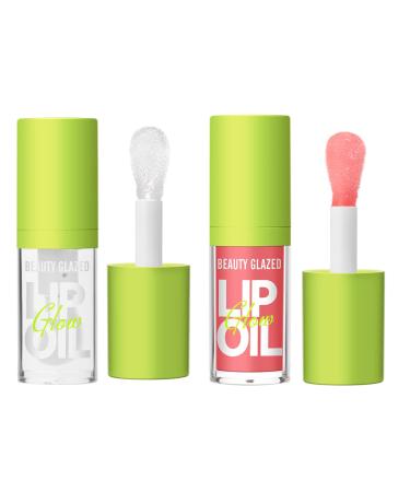 Beauty Glazed Big Brush Head Lip Oil  Ultra-Hydrating & Nourishing  Smooth Glossy Finish Lip Glow Oil  Shiny and Vegan Tinted Lip Gloss  Non-Sticky Formula (101 MEET & 102 KISS  2) 101 MEET & 102 KISS 2 - Buy Online on GoSupps.com
