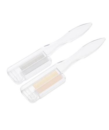 FRCOLOR Makeup Applicator foldable eyebrow eyelash grooming tool eyelash brush separator lash extension eyelash metal teeth eyebrow combs bulk steel needle styler handle PC