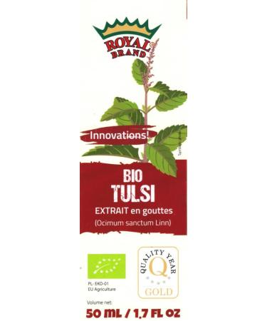 Tulsi Holy Basil Tincture Organic / Extract Drops / 50ml / 1.7 fl oz / Glass Bottle for Better Quality