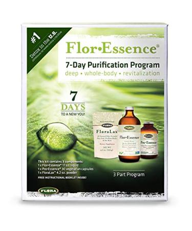 Flora - Flor-Essence 7-Day 3-Step Kit for Full Body Detox & Cleanse Detox Kit Contains Detox Tea ProEssence for Urinary Health and FloraLax Laxative Plant-Based Gluten Free Non GMO