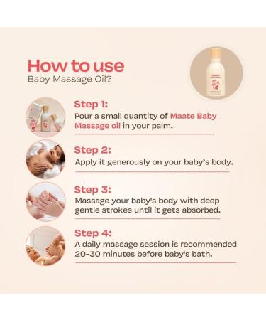 MAATE Baby Massage Oil | 100% Natural & Vegan | Enhances Bone Mineralization & Muscle Strength | Brahmi Noni & Pomegranate | No Mineral Oil | 150 ml - Buy Online on GoSupps.com