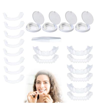 Hojalis 4 pairs of teeth for plug in cosmetic veneers teeth veneers dentures provisional dentures veneers for plug in prostheses fake teeth fake teeth for men women - Buy Online on GoSupps.com