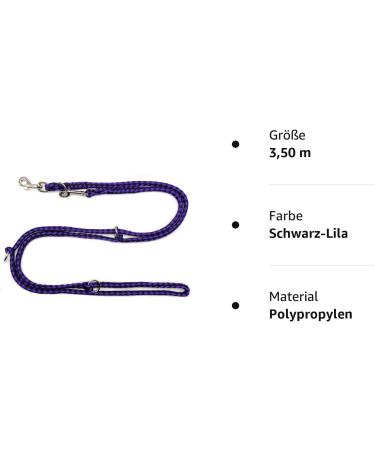 Dogeline Double Leash Practice Line for Medium Dogs (Up to 45 kg) - 39 Colors | Stable 3.50 m Black Purple - Buy Online on GoSupps.com