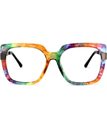 Zeelool Reeves ZOP02129 Floral Oversized Square Blue Light Blocking Glasses | UV400 Protection | Multicolor Lens - Buy Online on GoSupps.com