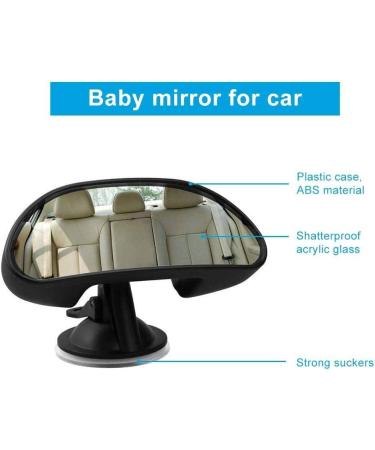 360 Rotatable Baby Car Mirror with Non-Slip Suction Cup - Rear Facing Child Safety View Mirror for Interior Car Seat - Black - Buy Online on GoSupps.com