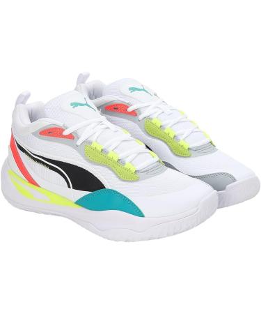 PUMA Unisex Playmaker Pro Basketball Shoe - 46 EU | Puma White Fiery Coral | International Shipping Available - Buy Online on GoSupps.com