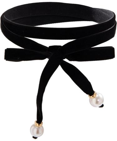 Oralgo Simple Pearl Neck Band with Bow - Elegant Women's Collarbone Necklace | Long Lacing Fashion Jewelry - Buy Online on GoSupps.com