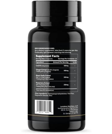 Leviathan Nutrition Vital Heart: with Black Aged Garlic Rosemary Ginger & CoQ10 - Buy Online on GoSupps.com